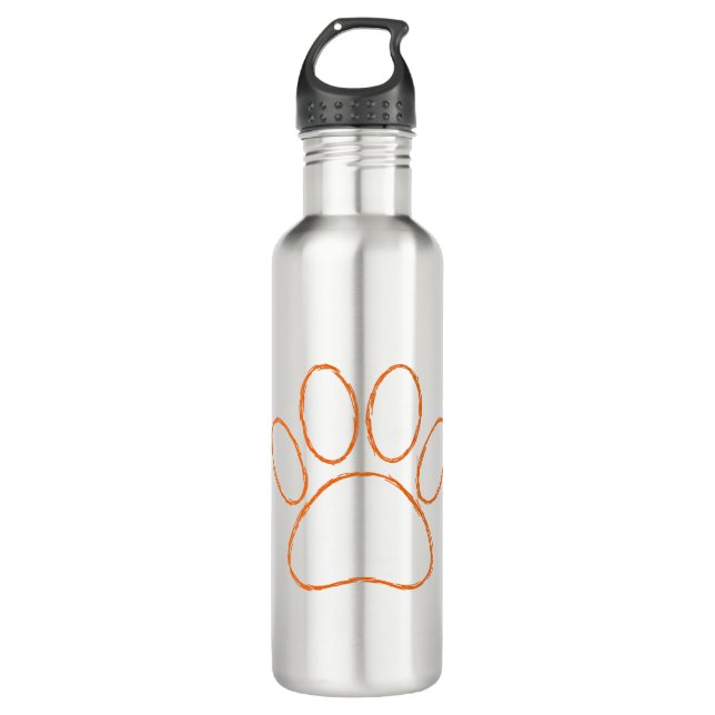 Sketched Puppy Paw Print Stainless Steel Water Bottle (Front)