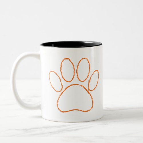 Sketched Puppy Paw Print Two_Tone Coffee Mug