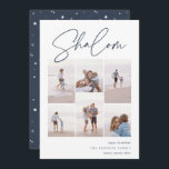 Sketched Shalom 6 Photo Collage Hanukkah Holiday Card<br><div class="desc">Share cheer with these modern Hanukkah holiday cards featuring 6 of your favorite photos in a grid collage layout. "Shalom" appears at the top in casual hand sketched cursive script. Personalize with your holiday greeting,  family name and the year at the lower right.</div>