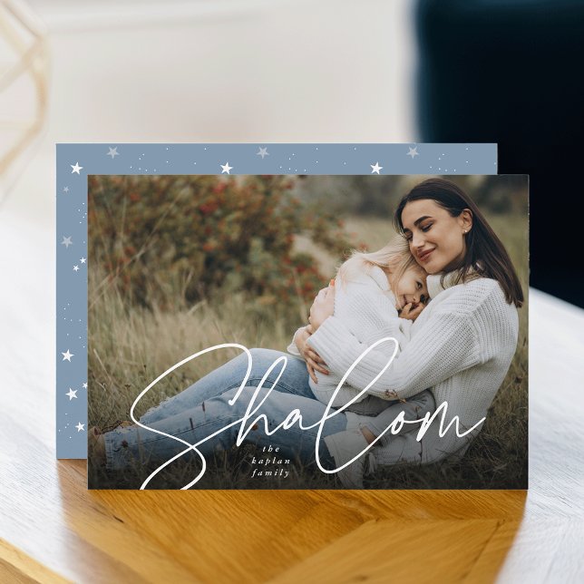 Sketched Shalom Full Photo Hanukkah Holiday Card (Creator Uploaded)