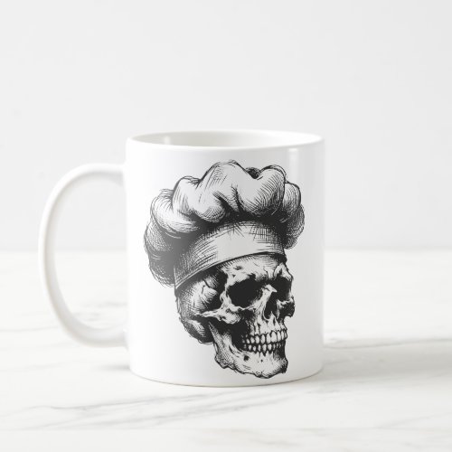 Sketched Skull with Chefs Hat Mug