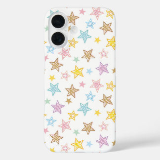Sketched Stars Pattern iPhone 16 Case