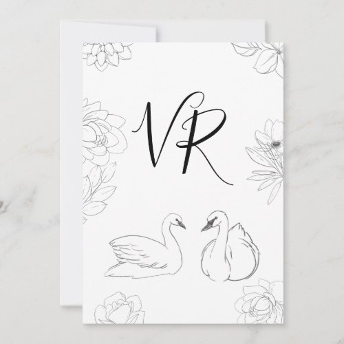 Sketched Swan and Floral Save the Date