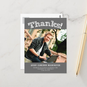 Sketched Thanks Photo Modern Graduation Thank You Postcard
