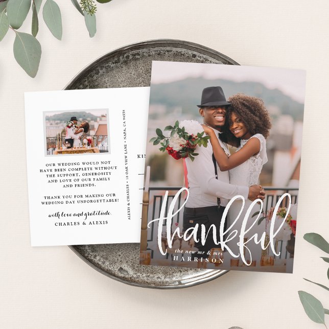 Sketched Thanks | Wedding Photo Thank You Postcard (Creator Uploaded)