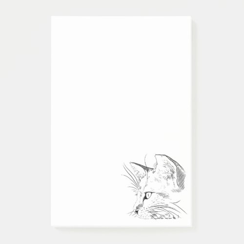 Sketched Thoughtful Kitten Cat  Post_it Notes