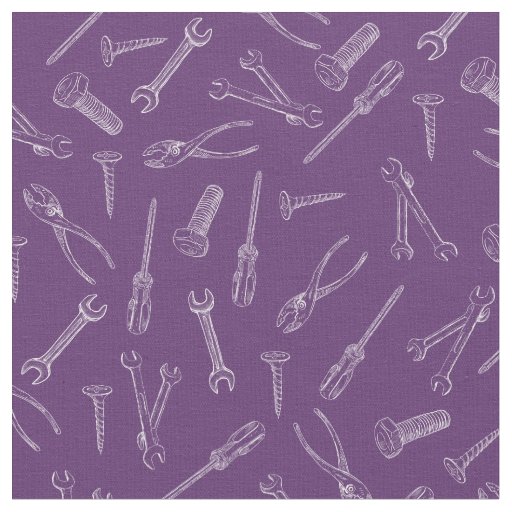 Sketched Tools on Eminence Purple Fabric