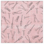 Sketched Tools on Light Pink Fabric