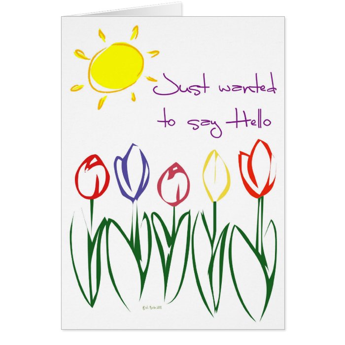Sketched Tulips Hello Greeting Card