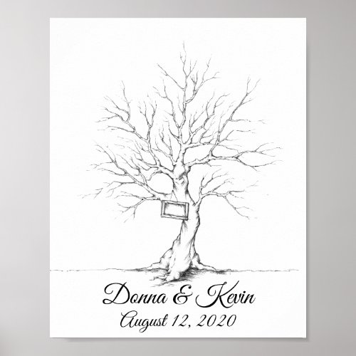 Sketched Wedding Fingerprint Tree N2 Poster
