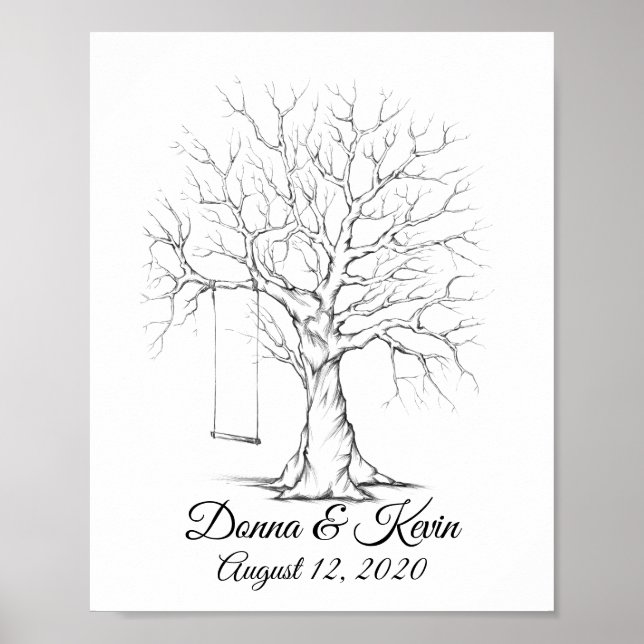 Sketched Wedding Fingerprint Tree  Poster (Front)