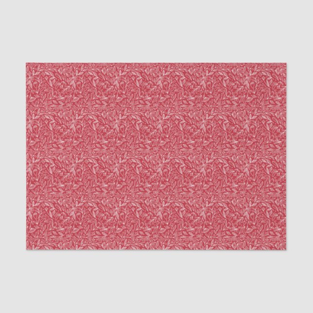 Sketched white and red foliage/floral design tissue paper (Front)