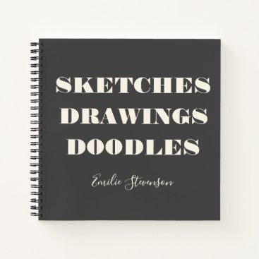 Sketches Drawings Doodles Black White Personalized Notebook