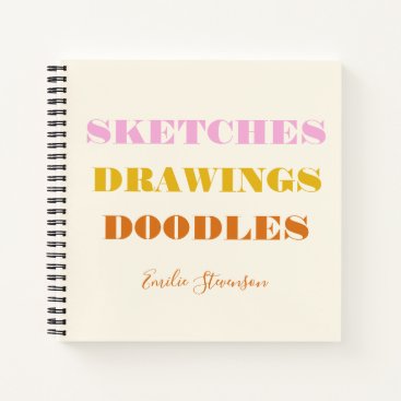 Sketches Drawings Doodles Pink Rust Personalized  Notebook