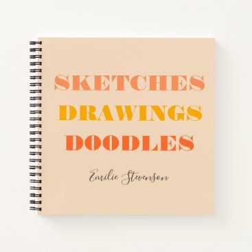 Sketches Drawings Doodles Retro Style Personalized Notebook