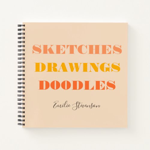 Sketches Drawings Doodles Retro Style Personalized Notebook