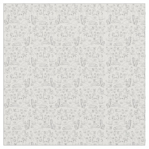 Sketches of Cats Cotton Fabric