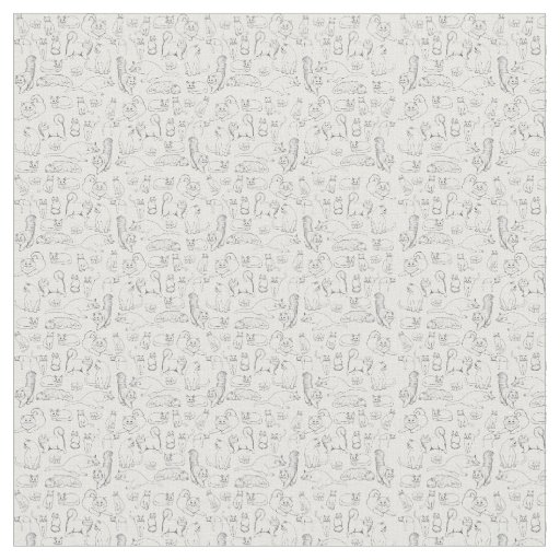 Sketches of Cats Cotton Fabric