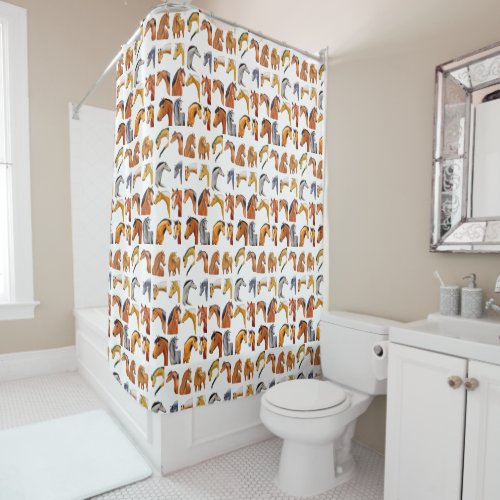Sketches of Horses Shower Curtain