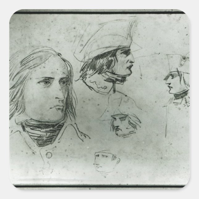Sketches of Napoleon Bonaparte, 1797 Square Sticker (Front)