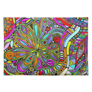 Sketching Fantasy Art - Abstract Flowers 1 Cloth Placemat