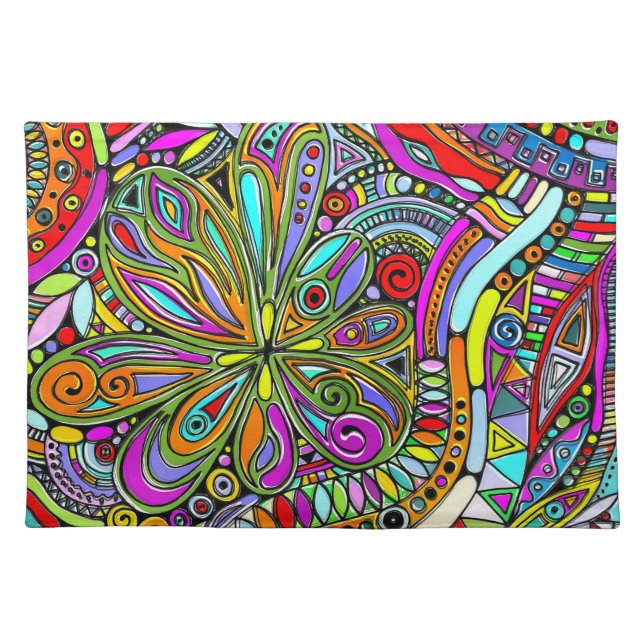 Sketching Fantasy Art - Abstract Flowers 1 Cloth Placemat (Front)