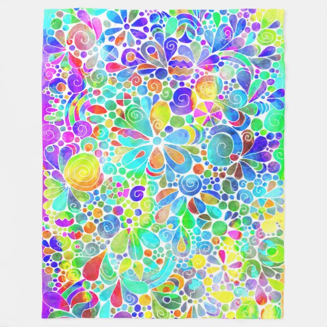 Sketching Fantasy Art - Abstract Flowers 2 Fleece Blanket (Front)