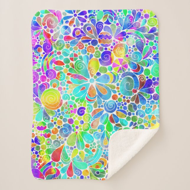 Sketching Fantasy Art - Abstract Flowers 2 Sherpa Blanket (Front)