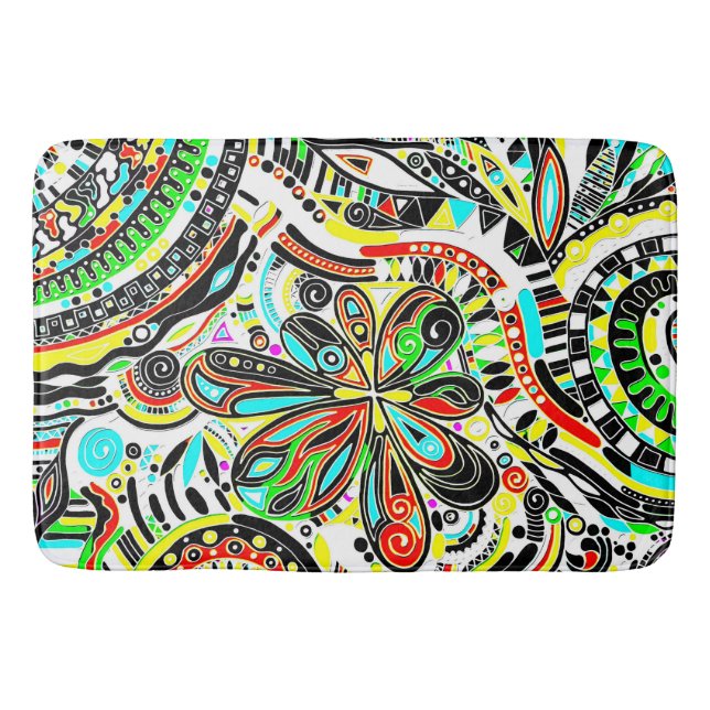 Sketching Fantasy Art - Abstract Flowers 3 Bath Mat (Front)