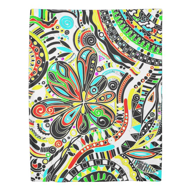 Sketching Fantasy Art - Abstract Flowers 3 Duvet Cover (Front)