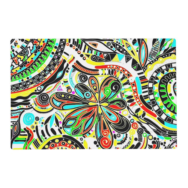 Sketching Fantasy Art - Abstract Flowers 3 Placemat (Front)