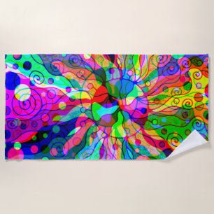 Sketching Fantasy Art - Abstract Neon Shift 1 Beach Towel