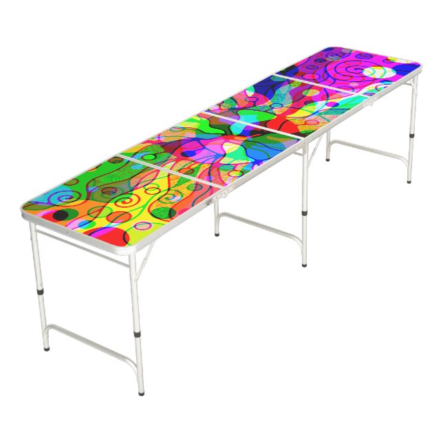 Sketching Fantasy Art - Abstract Neon Shift 1 Beer Pong Table (Angled)