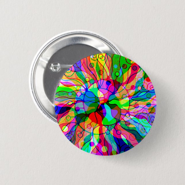 Sketching Fantasy Art - Abstract Neon Shift 1 Button (Front & Back)