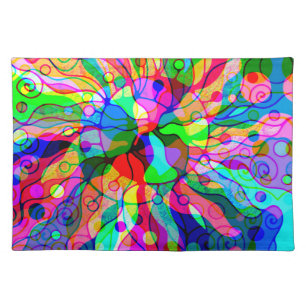 Sketching Fantasy Art - Abstract Neon Shift 1 Cloth Placemat
