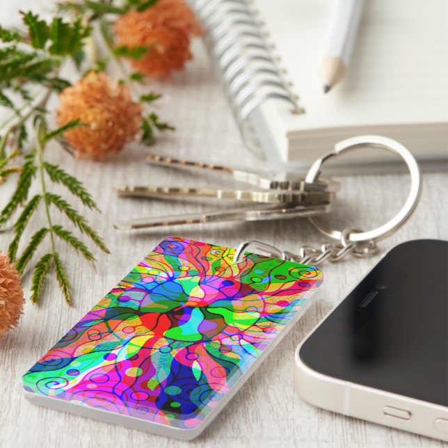 Sketching Fantasy Art - Abstract Neon Shift 1 Keychain (Front Right)