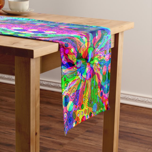 Sketching Fantasy Art - Abstract Neon Shift 1 Short Table Runner (In Situ)