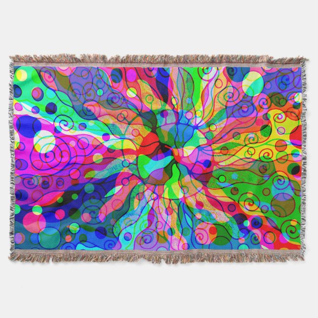 Sketching Fantasy Art - Abstract Neon Shift 1 Throw Blanket (Front)