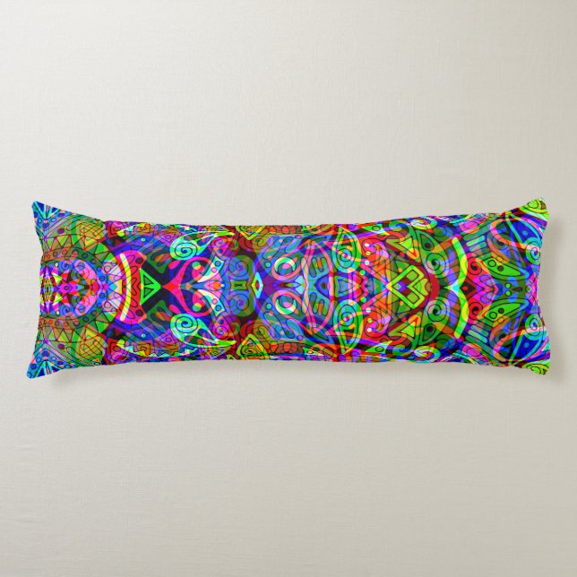 Sketching Fantasy Art - Abstract Neon Shift 3 Body Pillow (Front)