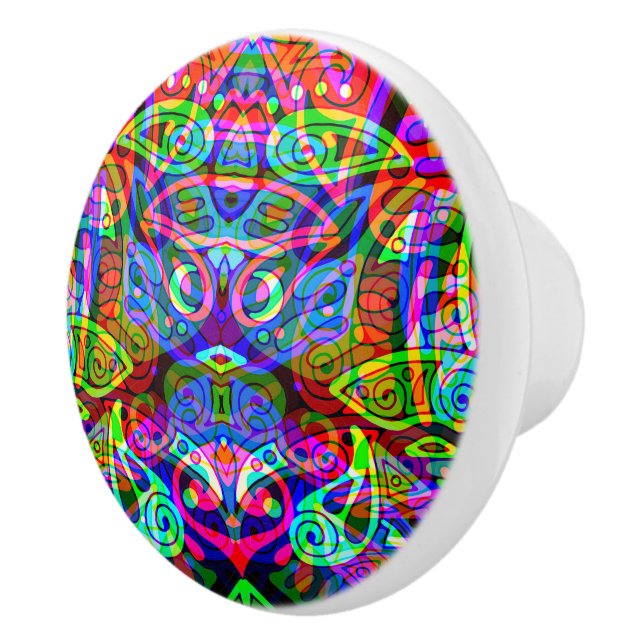 Sketching Fantasy Art - Abstract Neon Shift 3 Ceramic Knob (Right)