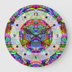 Sketching Fantasy Art - Abstract Neon Shift 3 Large Clock