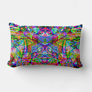 Sketching Fantasy Art - Abstract Neon Shift 3 Lumbar Pillow
