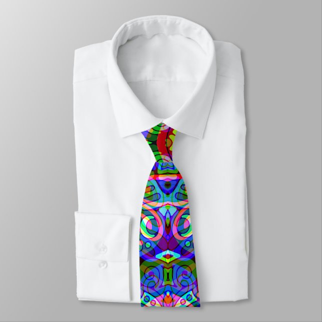 Sketching Fantasy Art - Abstract Neon Shift 3 Neck Tie (Tied)