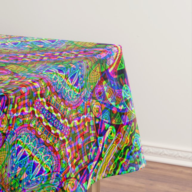 Sketching Fantasy Art - Abstract Neon Shift 3 Tablecloth (In Situ)
