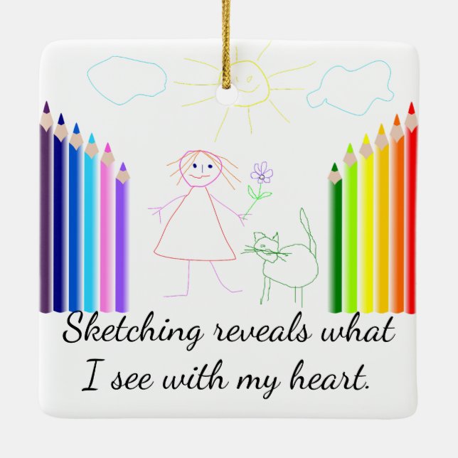 Sketching is My Hobby Ceramic Ornament (Back)