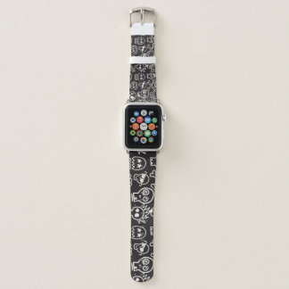 Sketchy Black Skull Seamless Wallpaper Apple Watch Band