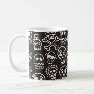 Sketchy Black Skull Seamless Wallpaper Coffee Mug