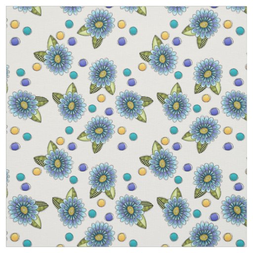 Sketchy Blue Flower Fabric