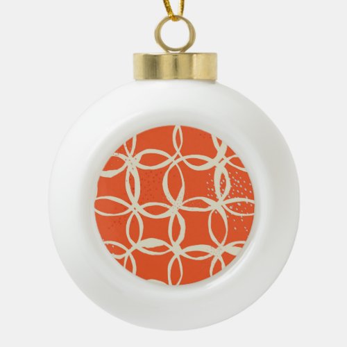 Sketchy Circles Trendy Seamless Design Ceramic Ball Christmas Ornament
