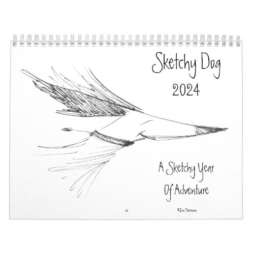 Sketchy Dog Adventures Wall Calendar 2024